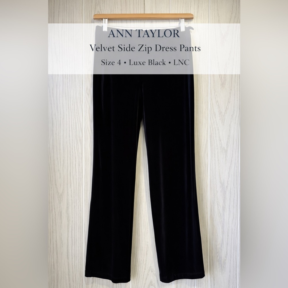 Ann Taylor Black Velvet Side-Zip Pants Size 4